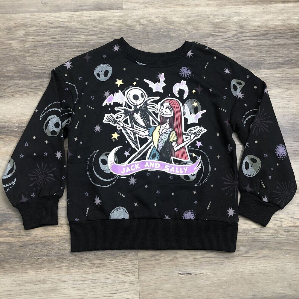 Girls The Nightmare Before Christmas Sweater S 6-6X Jack Sally Disney Crew Neck